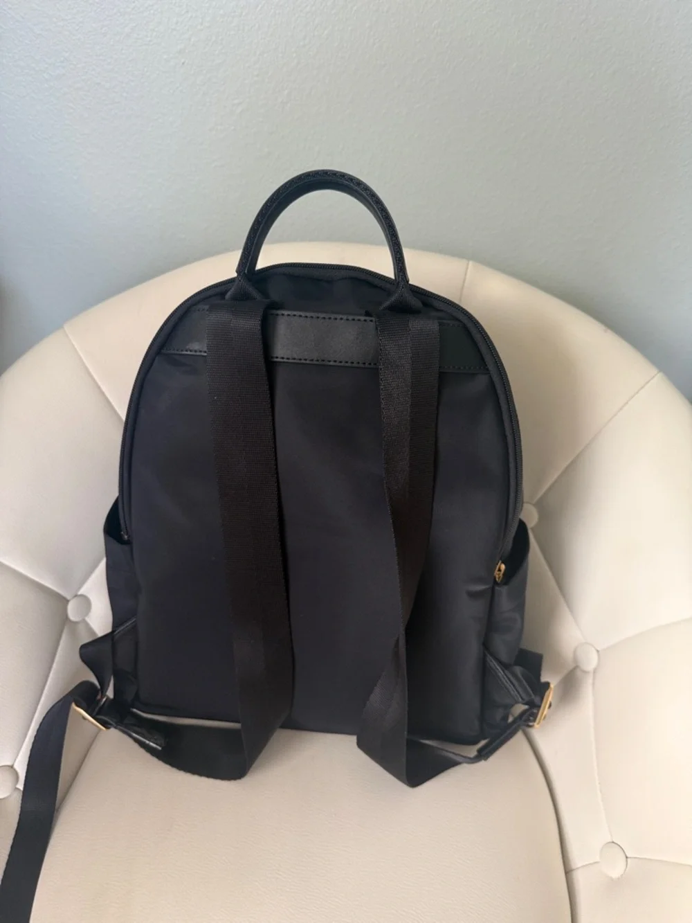 Tory Burch Ella Backpack Black Nylon Logo Backpack